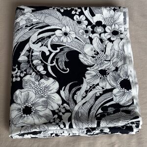 Vintage Black and White Floral Fabric - 2.5 yards